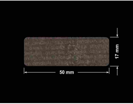 PLOMBA VOID TRANSPARENT POŁYSK PLOMBA SECURITY T-54AY2 prostokąt 50x17mm
