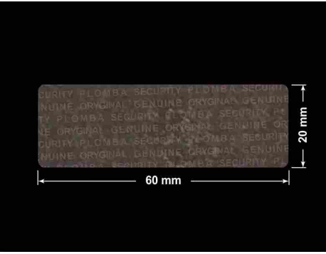 PLOMBA VOID TRANSPARENT POŁYSK PLOMBA SECURITY T-54AY2 prostokąt 60x20mm