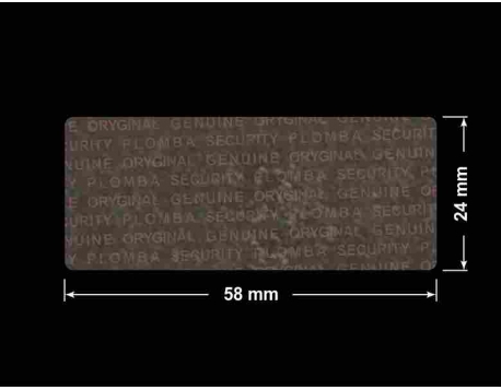 PLOMBA VOID TRANSPARENT POŁYSK PLOMBA SECURITY T-54AY2 prostokąt 58x24mm