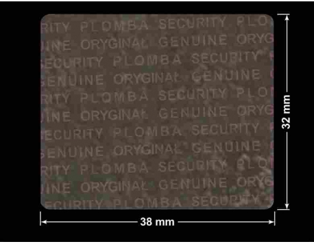 PLOMBA VOID TRANSPARENT POŁYSK PLOMBA SECURITY T-54AY2 prostokąt 38x32mm